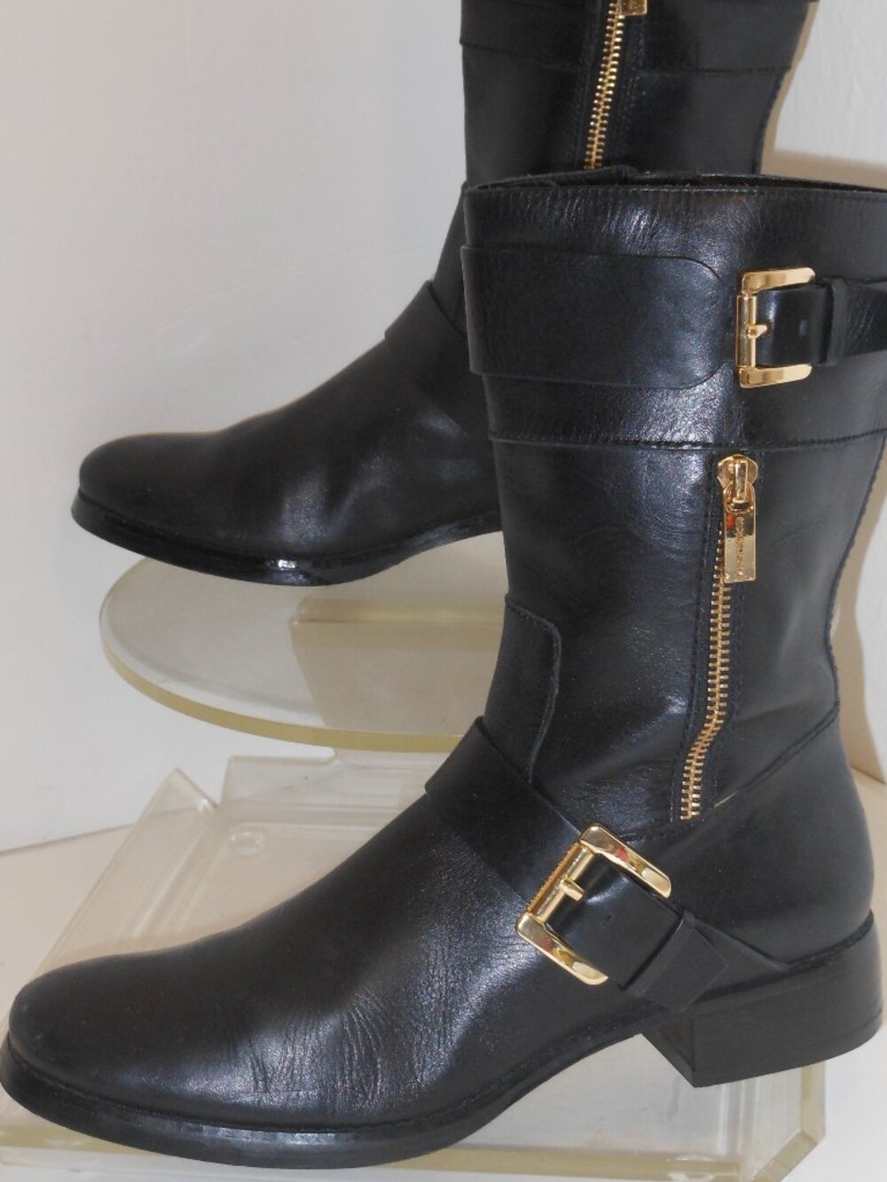 MICHAEL KORS BLACK LEATHER ABOVE THE ANKLE BOOTS SIZE 8 MEDIUM